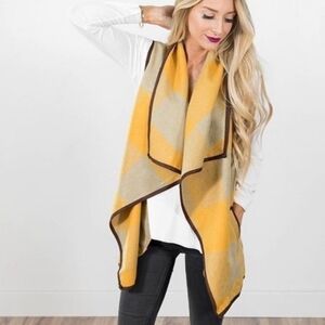 Stevie Hender sz L Wool Blend Yellow Plaid Vest